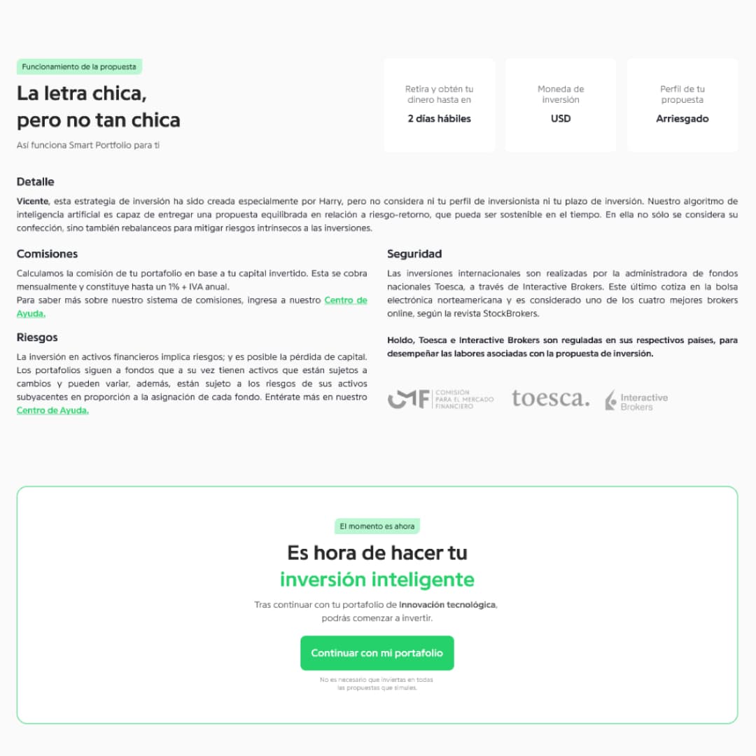 Rendimiento histórico del portafolio