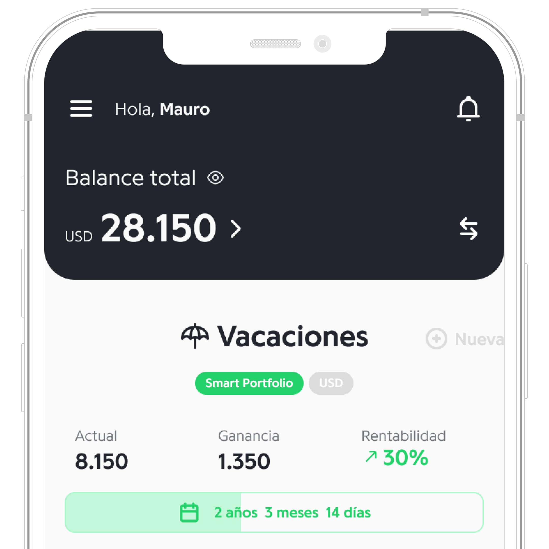Home / Dashboard de la app móvil de Holdo